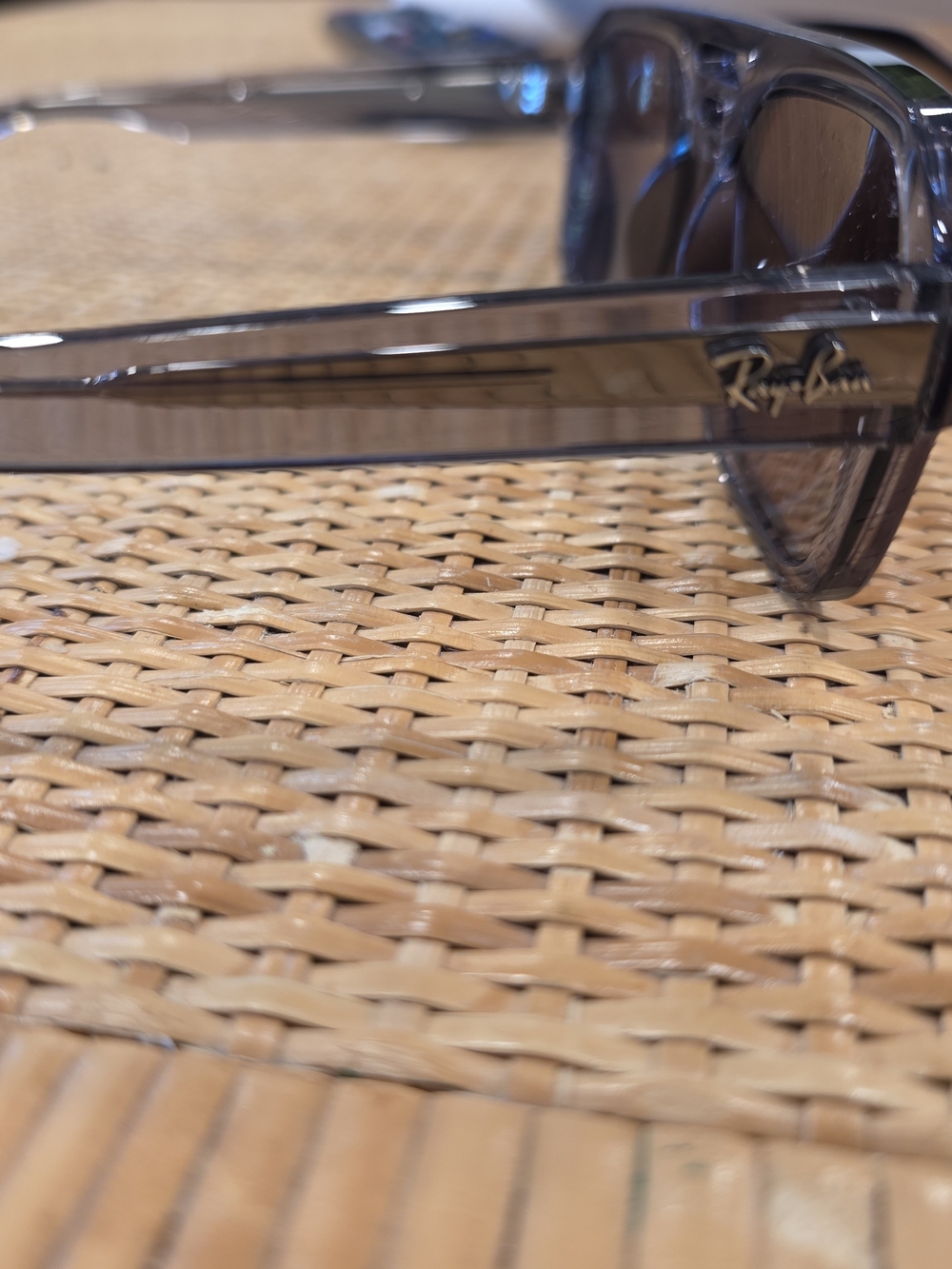 Ray-Ban Rectangular Transparent Gray Sunglasses with Brown Lenses - Picture 5 of 7